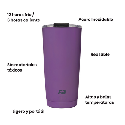 Vaso Térmico 20 oz / 591 ml - Morado - Acero Inoxidable