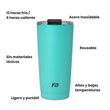 Vaso Térmico 20 oz / 591 ml - Turquesa - Acero Inoxidable