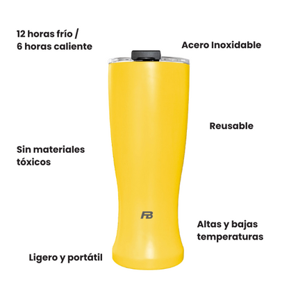 Vaso Térmico 23 oz / 680 ml - Amarillo - Acero Inoxidable