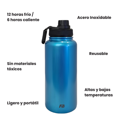 Termo 32 oz / 950 ml +12 hrs Calor +6 hrs Color Azul Mate