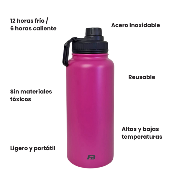 Termo 32 oz / 950 ml +12 hrs Calor +6 hrs Color Rosa