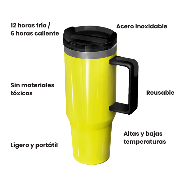 Vaso térmico de 40 oz. / 1l. - Amarillo Neón.